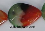 CAG1072 15.5 inches 30*40mm faceted flat teardrop rainbow agate beads