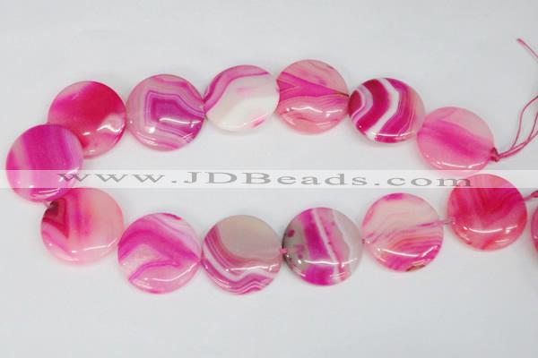 CAG1172 15.5 inches 30mm flat round line agate gemstone beads