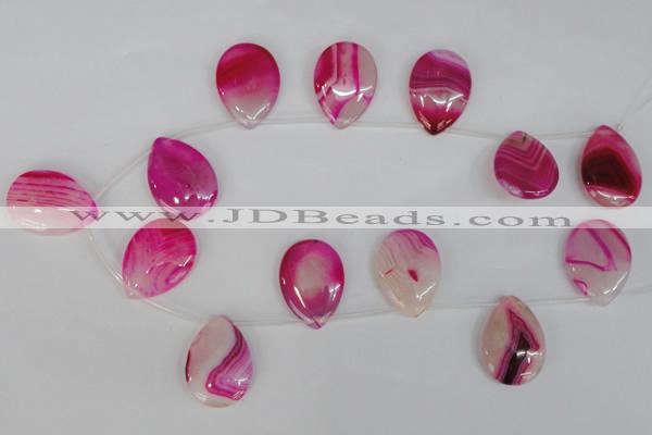 CAG1189 Top-drilled 22*30mm flat teardrop line agate gemstone beads