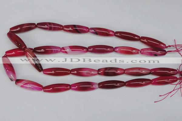 CAG1195 15.5 inches 10*30mm rice line agate gemstone beads