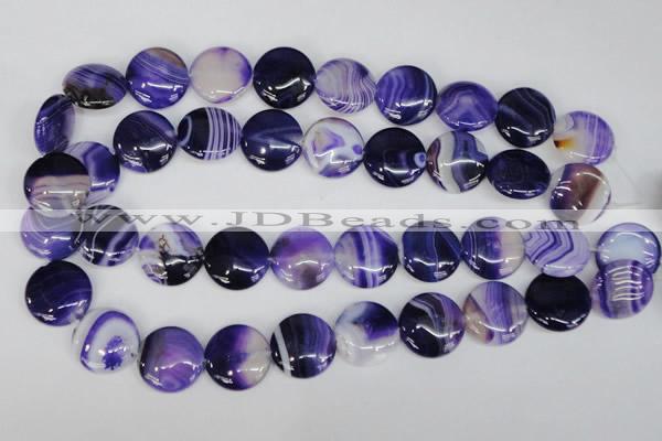 CAG1220 15.5 inches 20mm flat round line agate gemstone beads