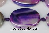 CAG1238 15.5 inches 25*35mm oval line agate gemstone beads