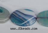 CAG1295 15.5 inches 20*30mm twisted oval line agate gemstone beads