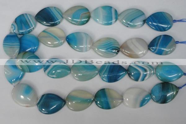 CAG1296 15.5 inches 22*30mm flat teardrop line agate gemstone beads