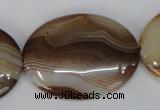 CAG1319 15.5 inches 30*40mm oval line agate gemstone beads