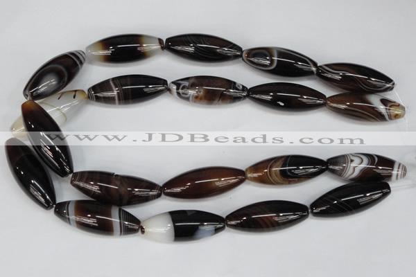 CAG1337 15.5 inches 15*40mm rice line agate gemstone beads