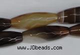 CAG1342 15.5 inches 10*30mm faceted rice line agate gemstone beads