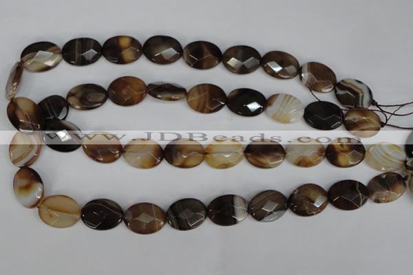 CAG1349 15.5 inches 15*20mm faceted oval line agate gemstone beads