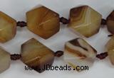 CAG1357 15.5 inches 16*18mm faceted nuggets line agate gemstone beads