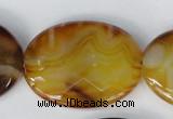 CAG1370 15.5 inches 30*40mm faceted oval line agate gemstone beads