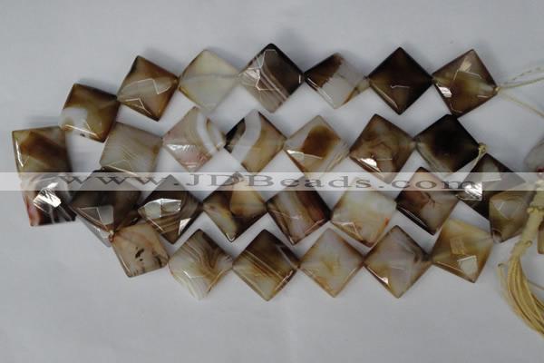 CAG1395 15.5 inches 20*20mm faceted diamond line agate gemstone beads