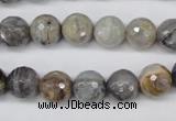 CAG1423 15.5 inches 10mm faceted round silver needle agate beads