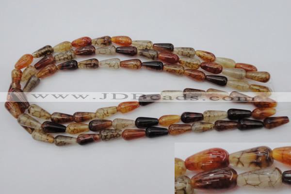 CAG1446 15.5 inches 8*16mm teardrop dragon veins agate beads