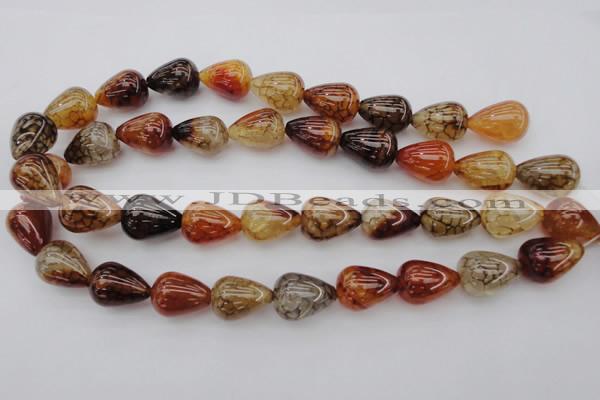 CAG1450 15.5 inches 15*20mm teardrop dragon veins agate beads