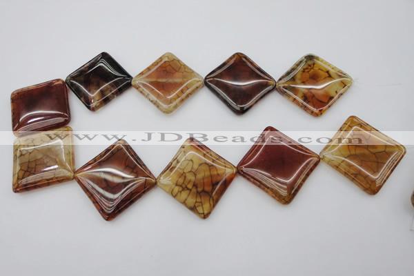 CAG1488 15.5 inches 30*30mm diamond dragon veins agate beads