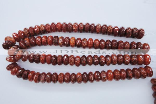 CAG1493 15.5 inches 8*16mm faceted rondelle natural fire agate beads