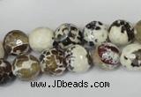 CAG1522 15.5 inches 10mm faceted round fire crackle agate beads