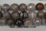 CAG1526 15.5 inches 10mm faceted round fire crackle agate beads