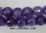 CAG1537 15.5 inches 12mm faceted round fire crackle agate beads