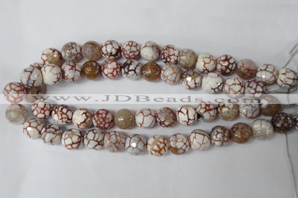 CAG1545 15.5 inches 14mm faceted round fire crackle agate beads