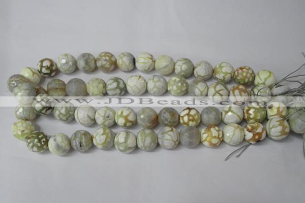 CAG1546 15.5 inches 14mm faceted round fire crackle agate beads