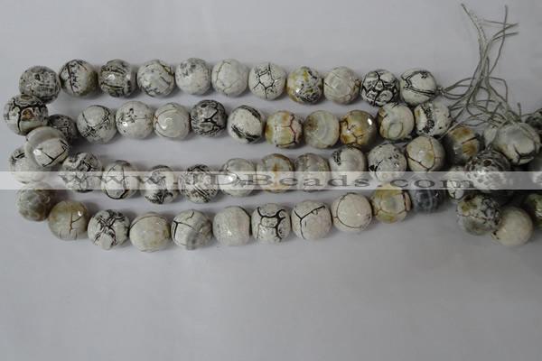 CAG1555 15.5 inches 16mm faceted round fire crackle agate beads