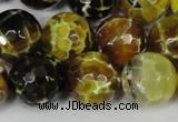 CAG1557 15.5 inches 16mm faceted round fire crackle agate beads