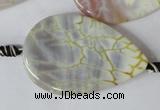 CAG1572 15.5 inches 30*45mm flat teardrop fire crackle agate beads