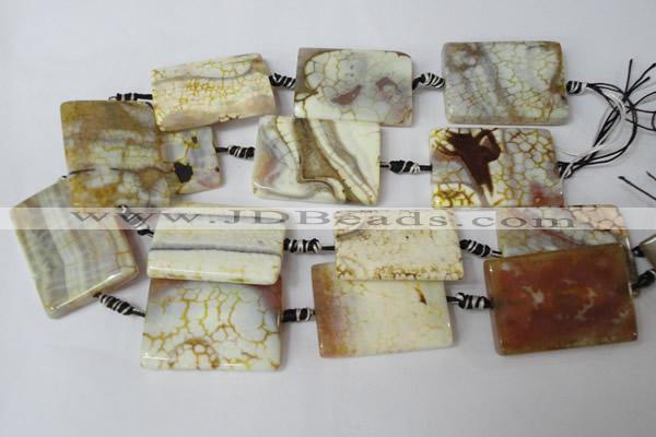 CAG1573 15.5 inches 30*40mm rectangle fire crackle agate beads