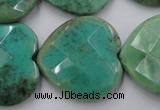 CAG1614 15.5 inches 30*30mm faceted heart green grass agate beads