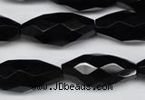 CAG1630 15.5 inches 13*30mm faceted rice black agate gemstone beads