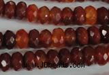 CAG1665 15.5 inches 6*10mm faceted rondelle red agate gemstone beads