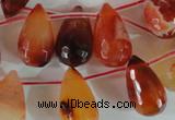 CAG1669 Top-drilled 13*18mm faceted teardrop red agate gemstone beads