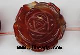 CAG1682 15.5 inches 38mm carved flower red agate gemstone beads