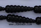 CAG1697 15.5 inches 10*35mm carved teardrop black agate beads