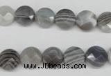 CAG1762 15.5 inches 10mm faceted coin Chinese botswana agate beads