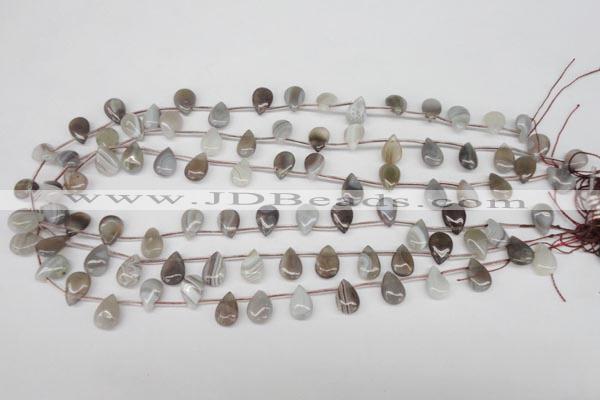 CAG1768 Top-drilled 8*12mm flat teardrop Chinese botswana agate beads