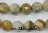 CAG1834 15.5 inches 12mm faceted round bamboo leaf agate beads