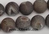 CAG1845 15.5 inches 16mm round matte druzy agate beads whholesale