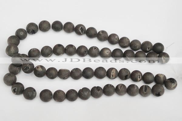 CAG1848 15.5 inches 14mm round matte druzy agate beads whholesale