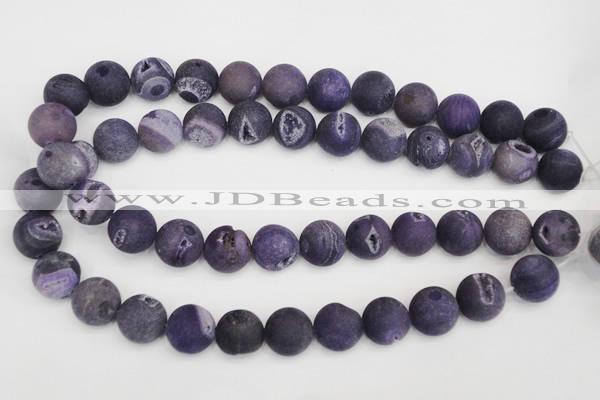 CAG1853 15.5 inches 16mm round matte druzy agate beads whholesale