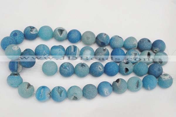 CAG1858 15.5 inches 18mm round matte druzy agate beads whholesale