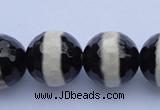 CAG1881 15.5 inches 12mm faceted round tibetan agate beads wholesale