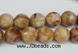 CAG1888 15.5 inches 12mm faceted round lemon crazy lace agate beads