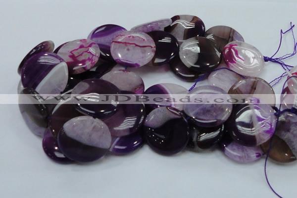 CAG201 15.5 inches 30mm flat round purple agate gemstone beads