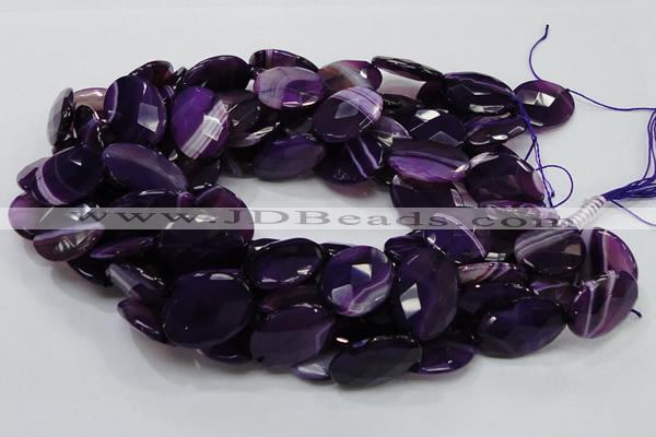 CAG208 15.5 inches 18*25mm faceted oval purple agate gemstone beads