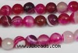 CAG2086 15.5 inches 8mm faceted round fuchsia line agate beads