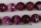 CAG2088 15.5 inches 12mm faceted round fuchsia line agate beads