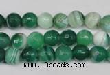 CAG2113 15.5 inches 8mm faceted round green line agate beads