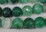 CAG2116 15.5 inches 14mm faceted round green line agate beads